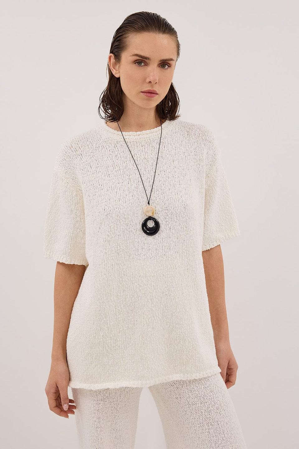SUE OFF WHITE OVERSIZED KNIT TEE Clothing DISSH Boutiques