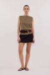 ELSA OLIVE SLEEVELESS KNIT TOP