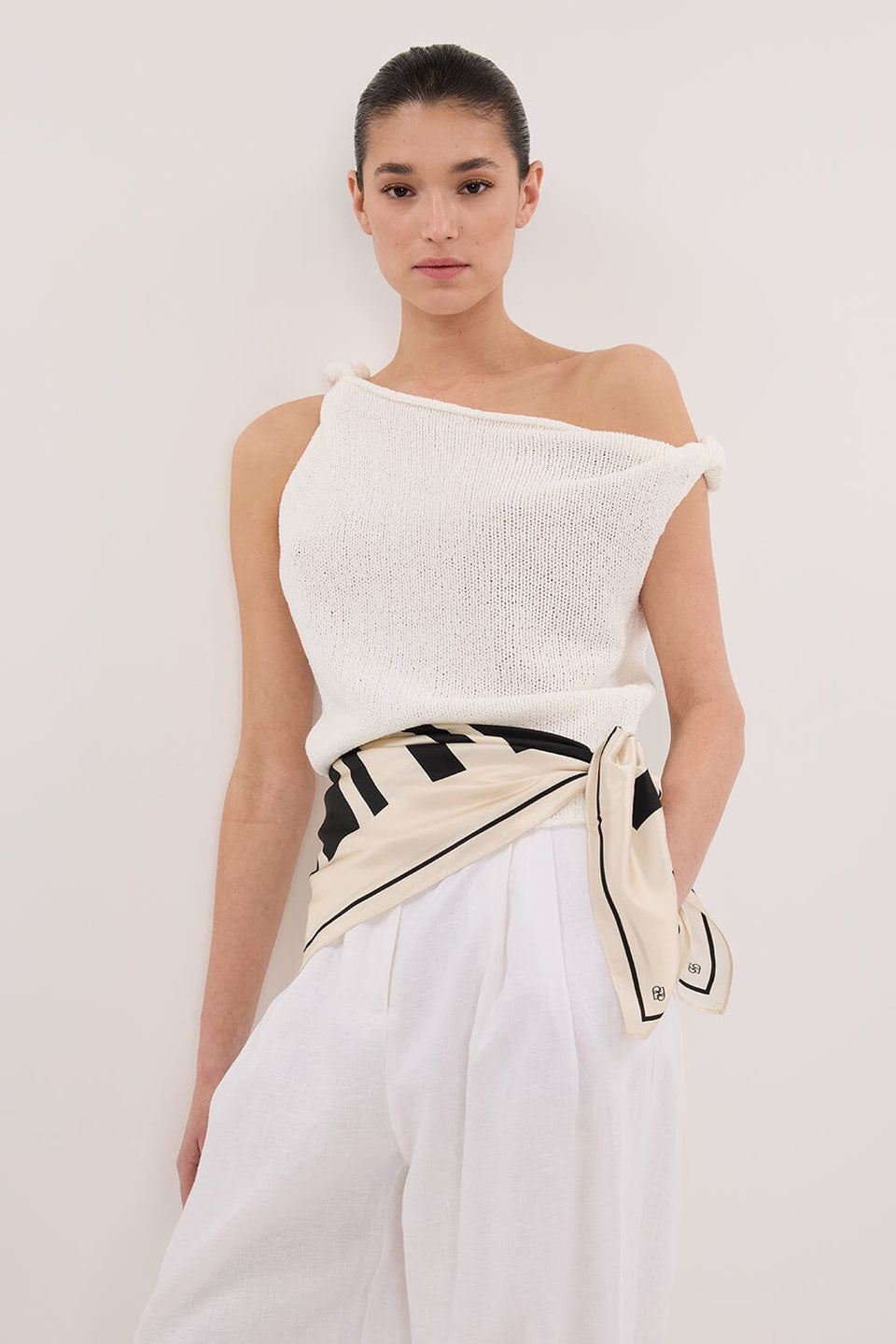 KARA OFF WHITE ASYM KNIT TOP Clothing DISSH Boutiques