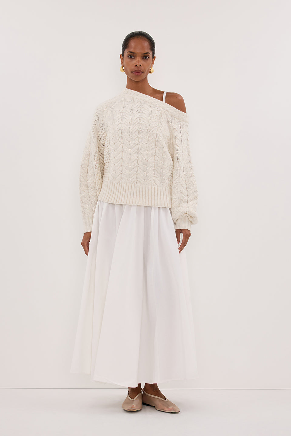 TOM CREAM ASYM KNIT JUMPER Clothing DISSH Boutiques XS CREAM