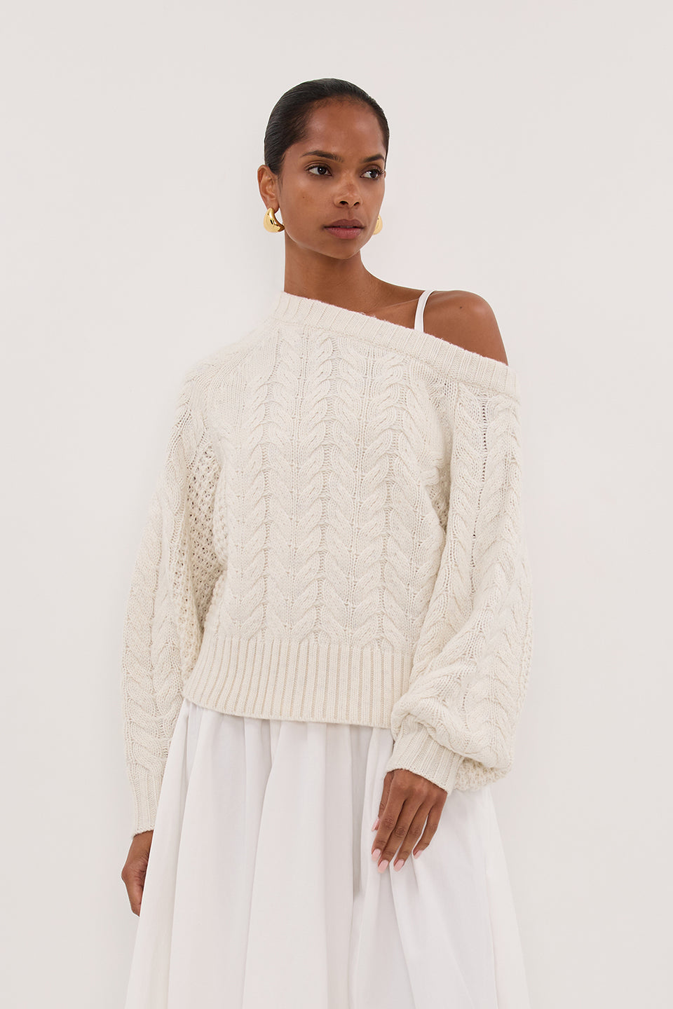 TOM CREAM ASYM KNIT JUMPER Clothing DISSH Boutiques