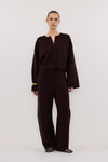 PAIGE CHOC WOOL KNIT CARDIGAN