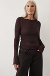 BLAKE PLUM LONG SLEEVE BOAT NECK KNIT TOP