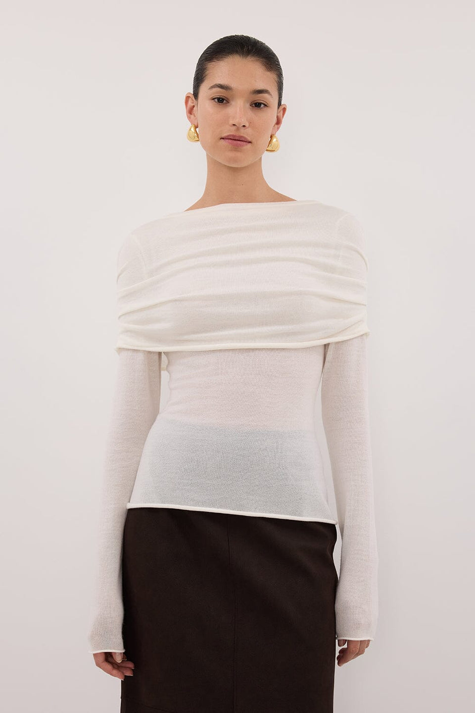 IVY OFF WHITE MERINO LONG SLEEVE TOP Clothing DISSH Boutiques