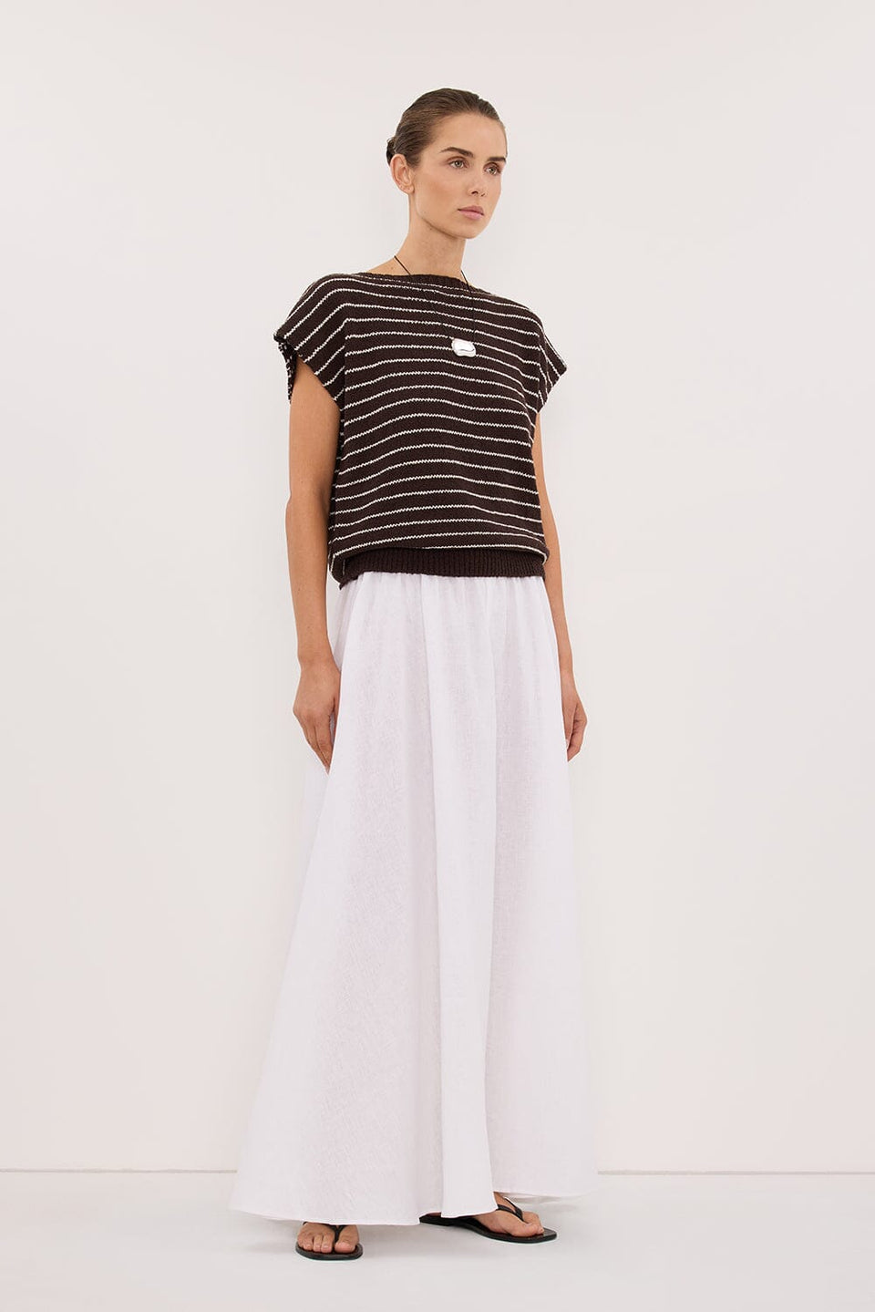 ASPEN CHOC STRIPE KNIT TOP