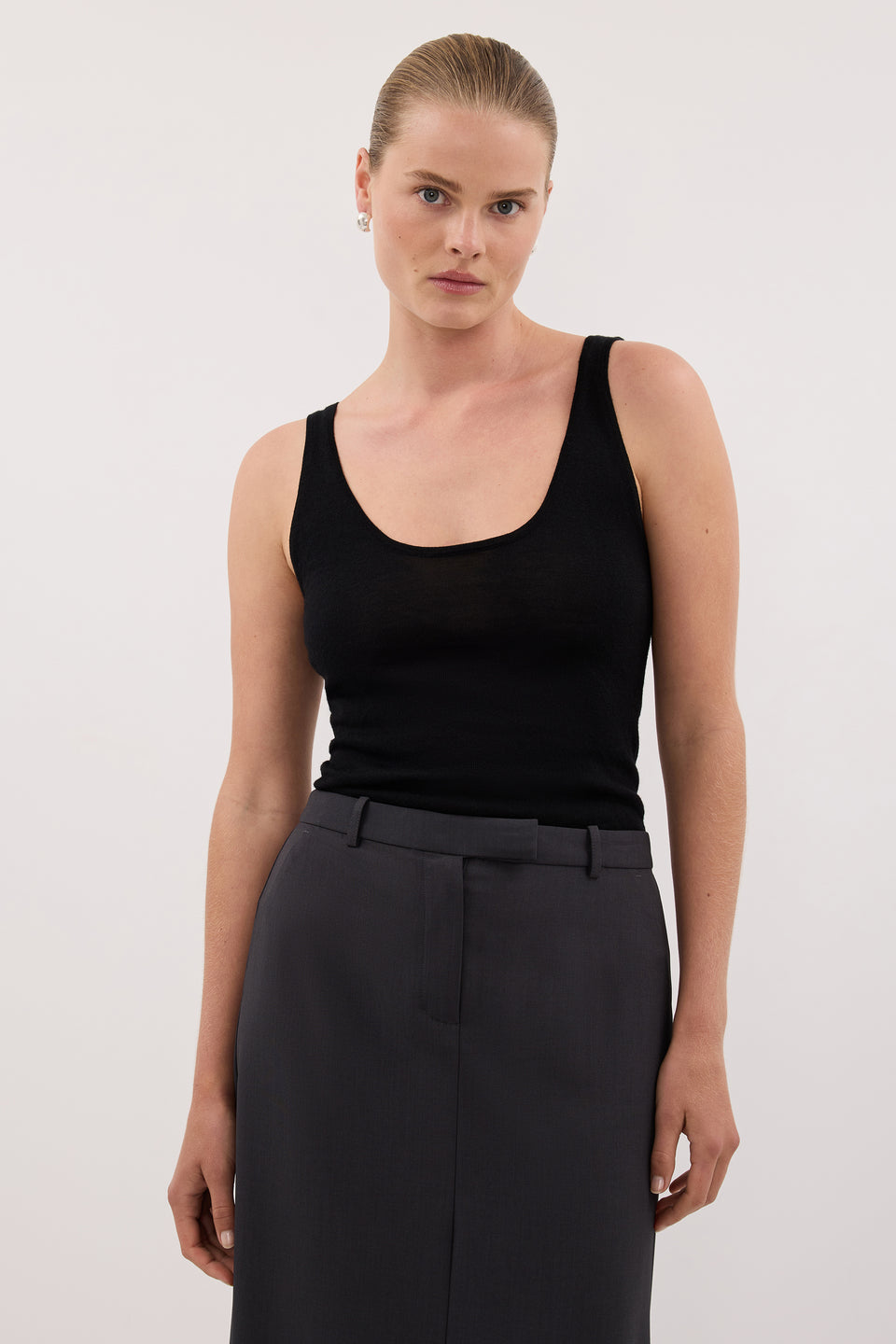 DUKE BLACK MERINO KNIT TANK