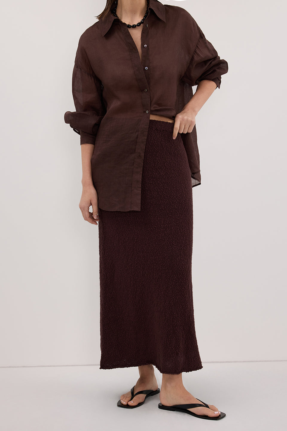 DINA CHOC KNIT MIDI SKIRT Clothing DISSH Boutiques