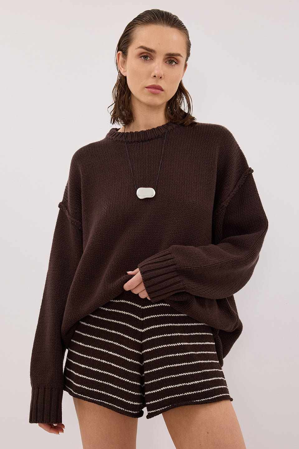 ASPEN CHOC STRIPE KNIT SHORT Clothing DISSH Boutiques