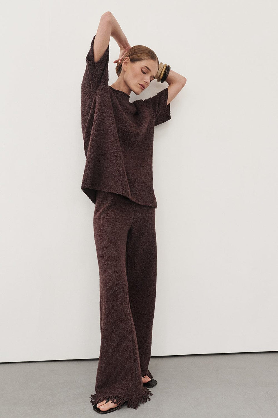 SUE CHOC FRINGE KNIT PANT Clothing DISSH Boutiques XXL CHOCOLATE