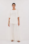 SUE OFF WHITE FRINGE KNIT PANT