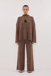 TUCSON MOCHA WIDE LEG KNIT PANT