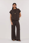 ASPEN CHOC STRIPE KNIT PANT