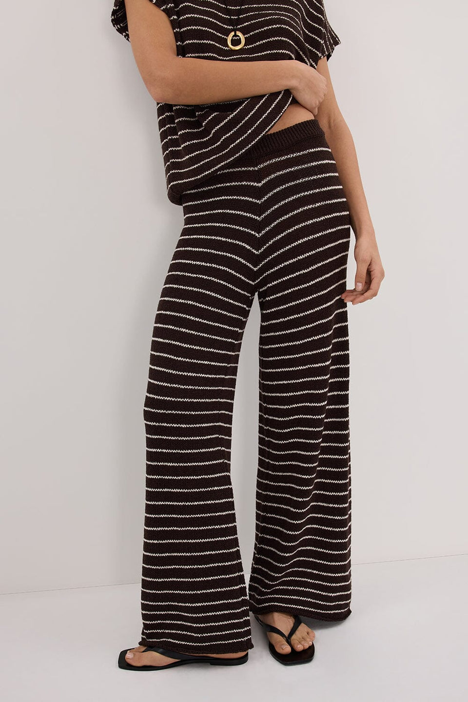 ASPEN CHOC STRIPE KNIT PANT Clothing DISSH Boutiques