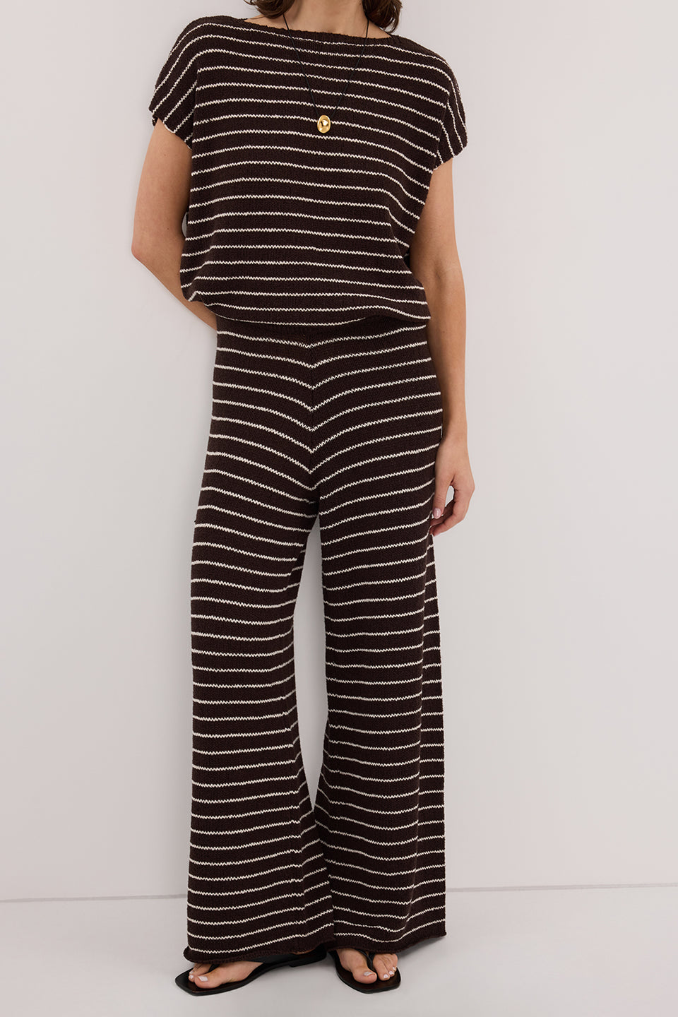 ASPEN CHOC STRIPE KNIT PANT Clothing DISSH Boutiques