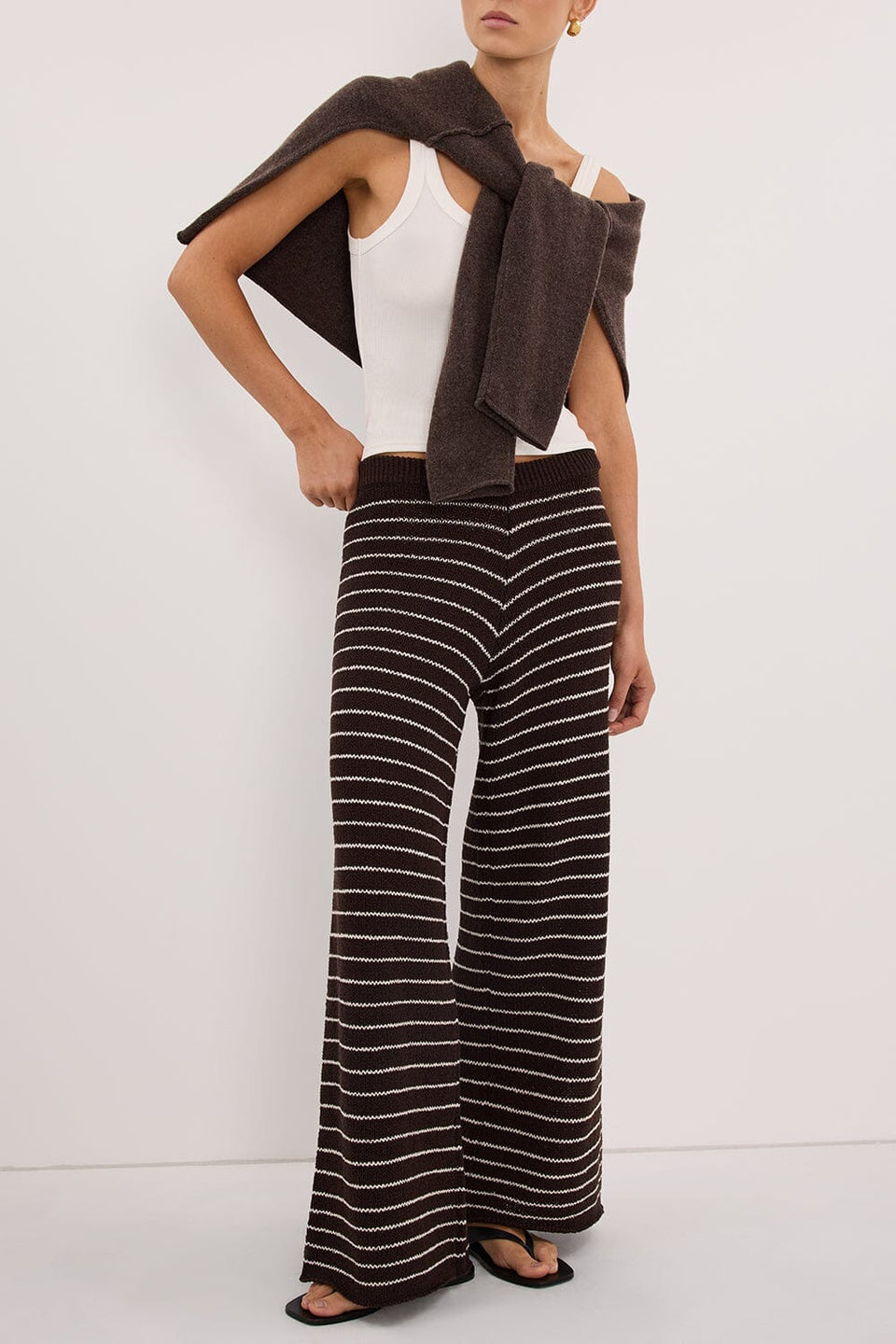 ASPEN CHOC STRIPE KNIT PANT Clothing DISSH Boutiques
