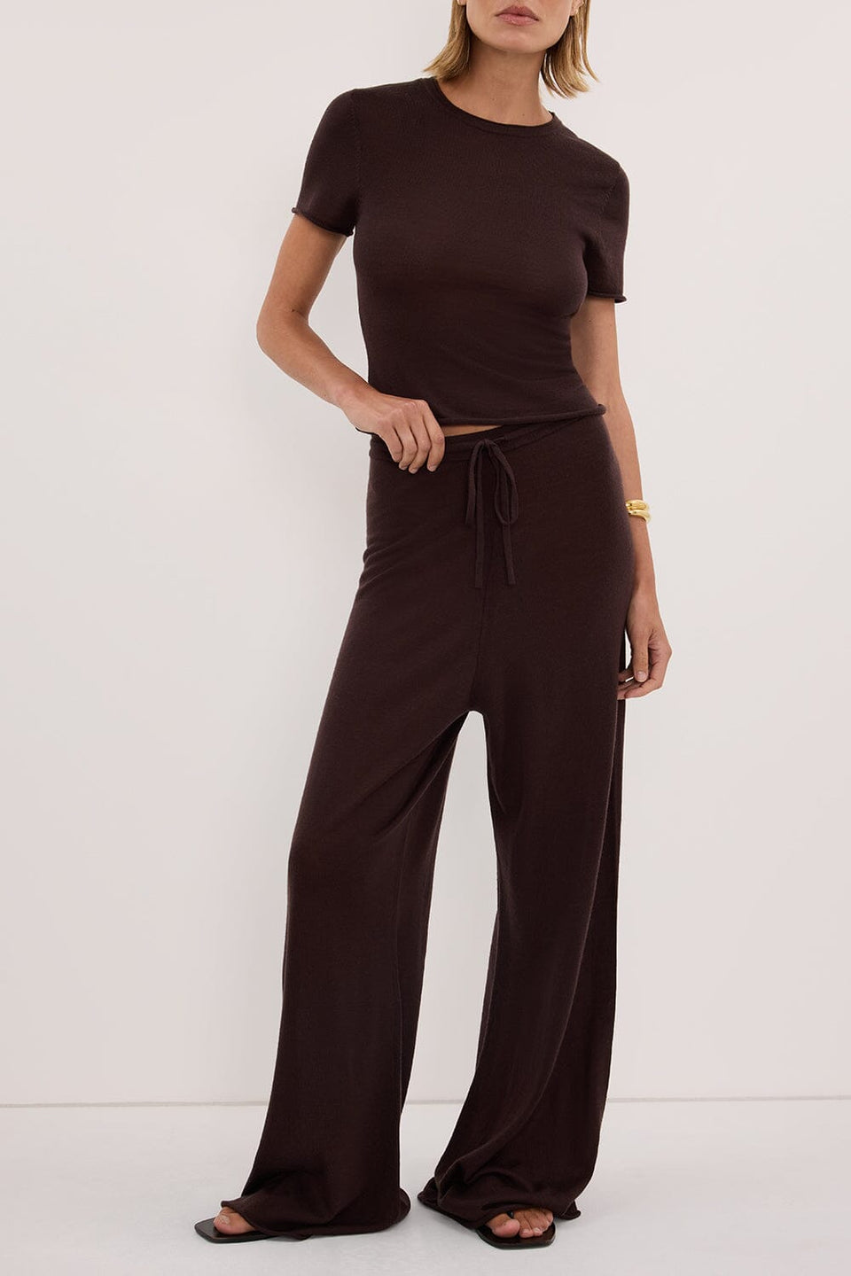 DUKE BITTER CHOC MERINO KNIT PANTS