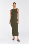 SIENNA OLIVE KNIT MIDI DRESS