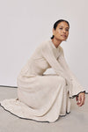 FLORA NATURAL CREW NECK KNIT MIDI DRESS