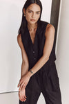 BANKS BLACK LINEN VEST