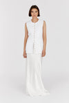 TILLY WHITE LINEN LONGLINE VEST