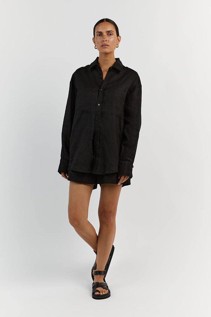 HAZEL BLACK LINEN SHIRT Dissh