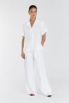 DULCE WHITE LINEN FRINGE SHIRT