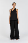 ZOEY BLACK LINEN ASYM TOP