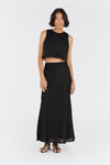 MONICA BLACK SCOOP LINEN CROP TOP