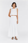 MONICA WHITE SCOOP LINEN CROP TOP