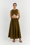 FRANKIE OLIVE MIDI SKIRT