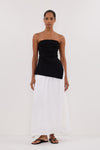 GEMIMA WHITE LINEN MIDI SKIRT