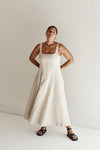 MILAHN NATURAL LINEN MIDI DRESS