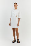 BEAU WHITE LINEN SLEEVED MINI DRESS