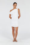 CASS WHITE ASYM LINEN MINI DRESS