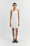 ZOEY WHITE ASYM LINEN MINI DRESS