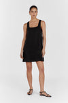 SHANNON BLACK LINEN MINI DRESS