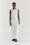 TYLA WHITE LINEN MIDI DRESS