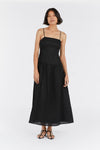 KAY BLACK LINEN MIDI DRESS
