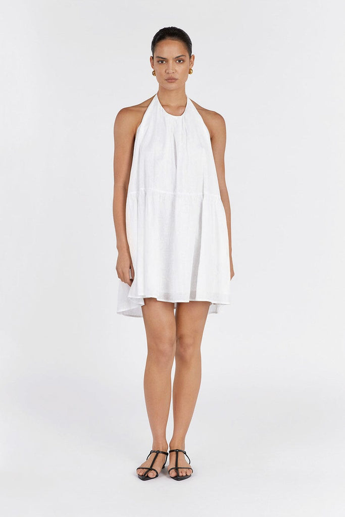 Halter white hot sale dress short