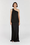 ADDISON BLACK LINEN ASYMMETRIC TOP