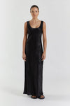 LEA BLACK SATIN MAXI DRESS