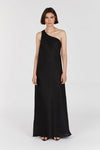 ADDISON BLACK LINEN ASYMMETRIC MAXI DRESS