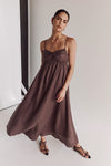 DALLAS CHOCOLATE LINEN MAXI DRESS