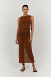 CLOVER TAN CROCHET MIDI SKIRT