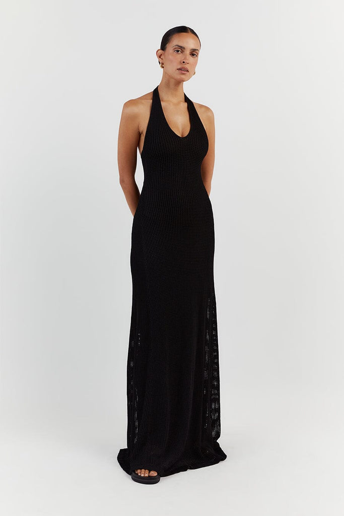 OPHELIA BLACK CROCHET DRESS Dissh