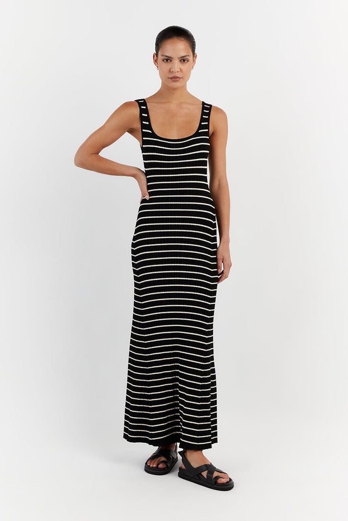 Black and white shop striped midi dress