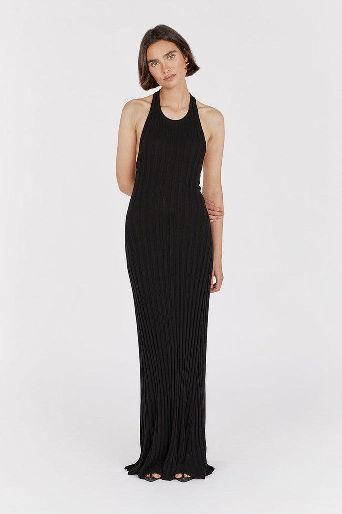 Halter black maxi outlet dress