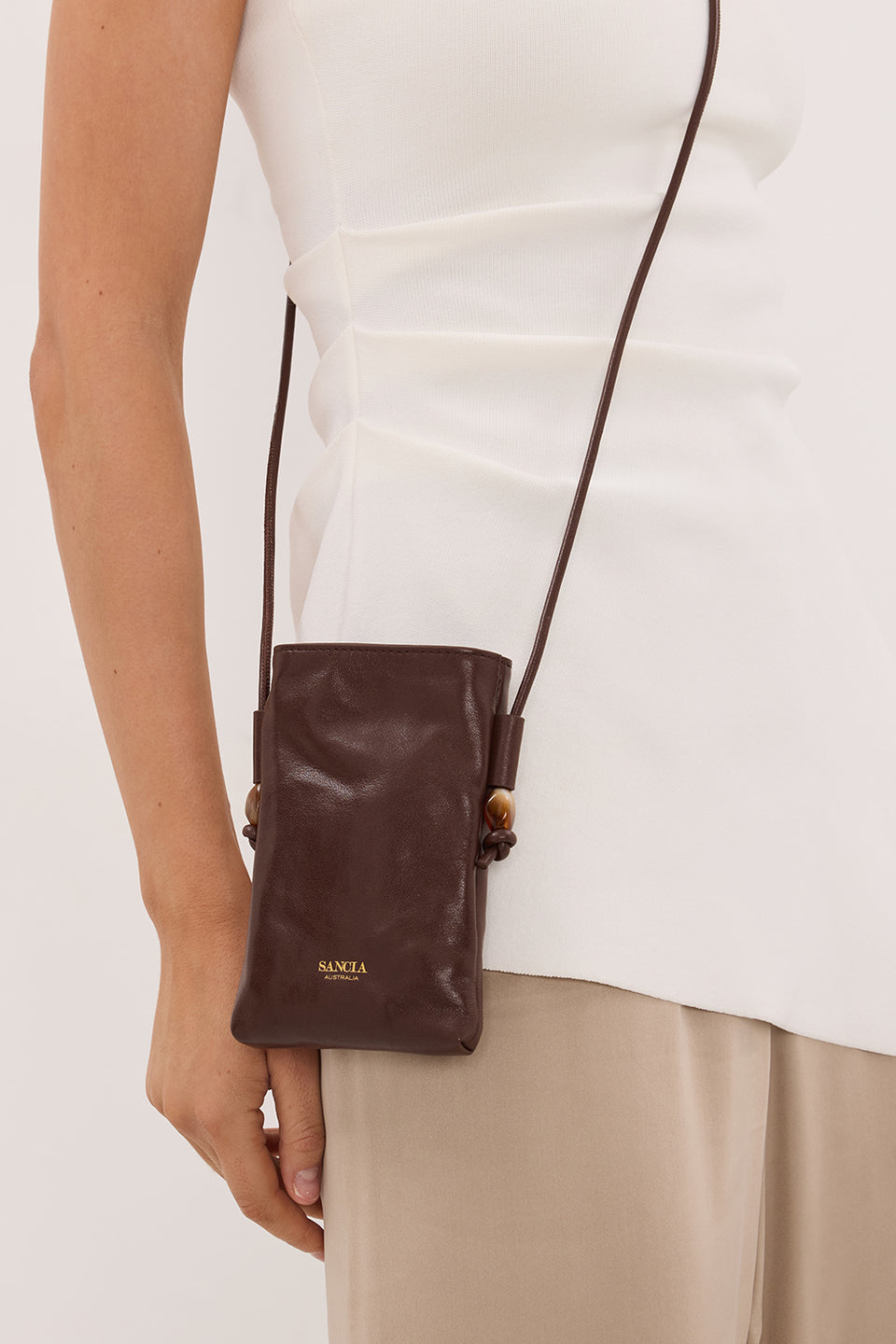 SANCIA THE ALVIDE COCOA PHONE BAG
