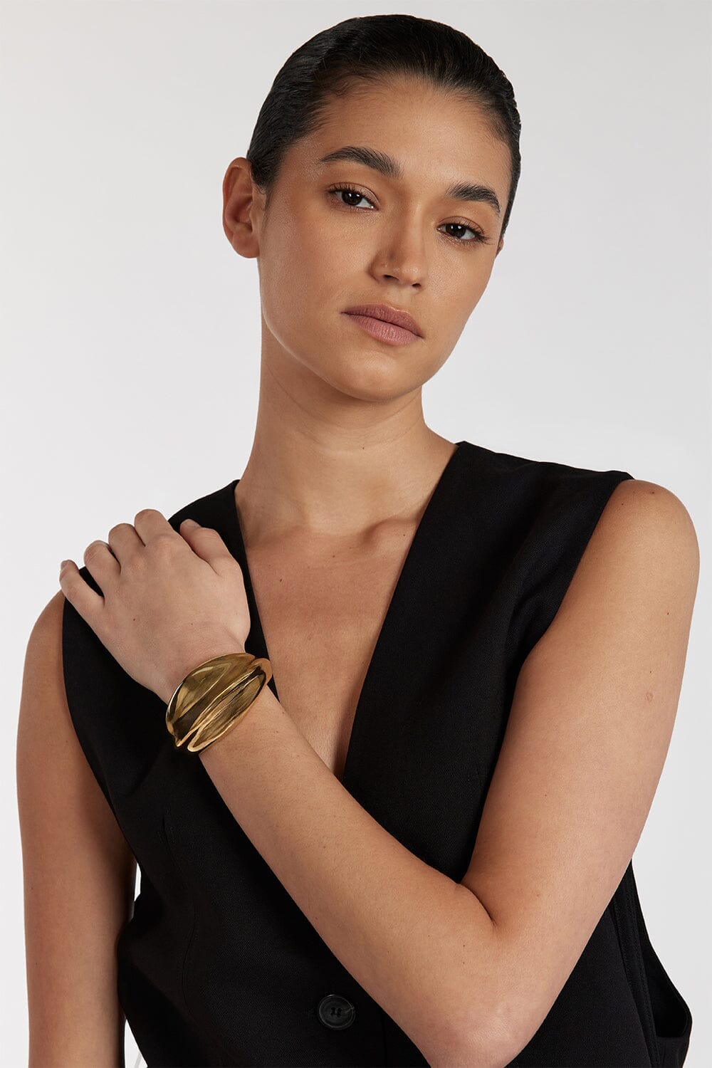 MEGA SIMONE GOLD CUFF BRACELET Accessories DISSH Boutiques 