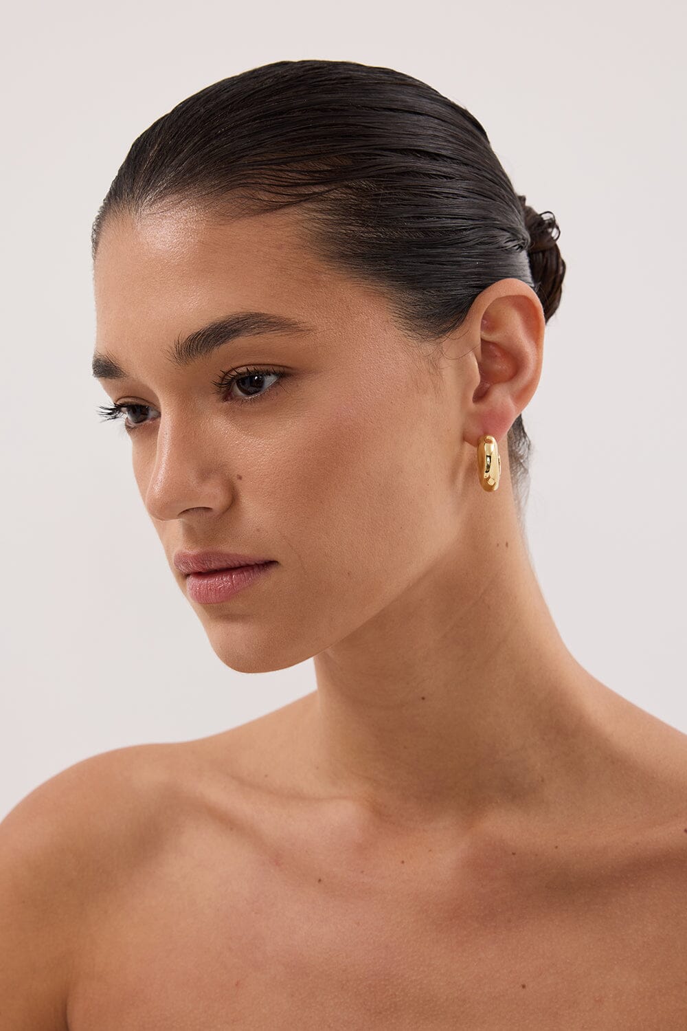 F+H GOLD HAMMERED CHUBBY HOOPS Accessories F+H STUDIOS 